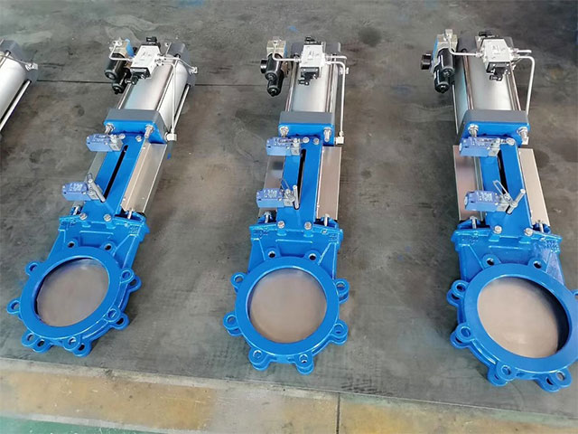 Pneumatic knife gate valve